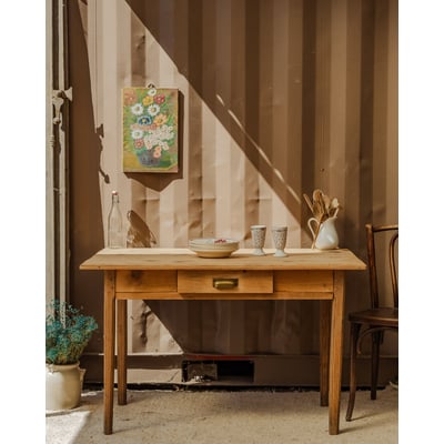 Table à manger de ferme en bois Romy N°1440 - Bon état DEBONGOUT