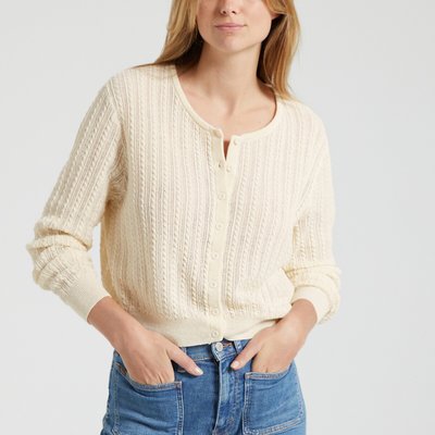 Yogo Cropped Cardigan with Crew Neck AMERICAN VINTAGE