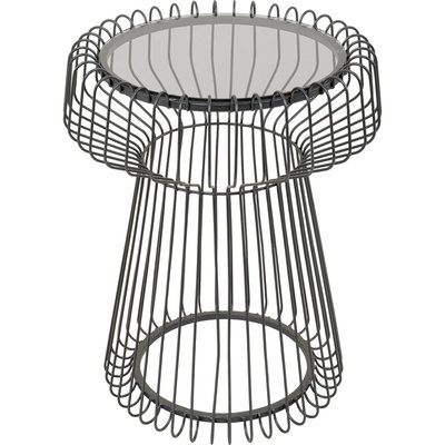 Table d'appoint en verre et acier, LISBOA KARE DESIGN