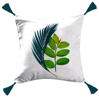 Coussin pompons Tropical Brazil feuillage DOUCEUR D'INTÉRIEUR