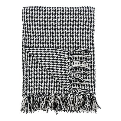 Plaid en Coton Pied de Poule Noir et Blanc avec Franges AUBRY GASPARD