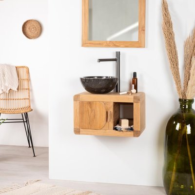 Petit Meuble suspendu de en teck massif rectangle 50 cm RÉTRO WANDA COLLECTION
