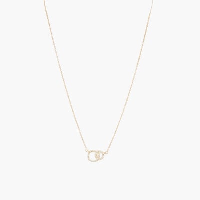 Collier pendentif double anneaux zircon - argent 925 doré BALABOOSTE