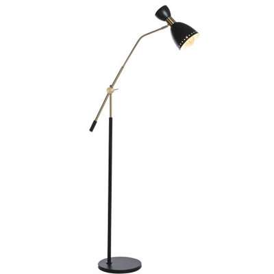 Lampadaire articulé en métal noir et doré flexo 109x30x168cm WADIGA