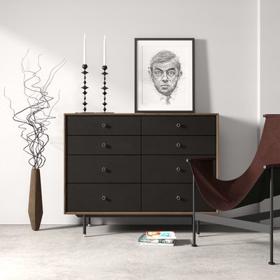 Комод из шпона ореха и стали 8 ящиков SO'HOME
