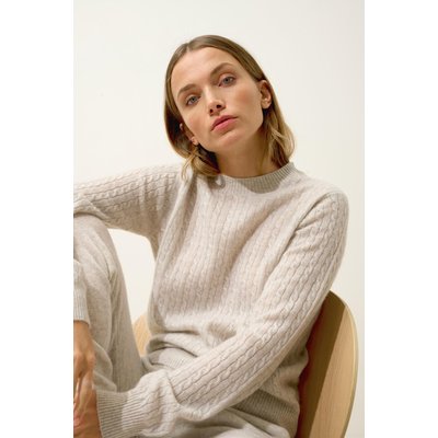 Pull Col Rond Gris Perle Chiné Jade JUST CASHMERE