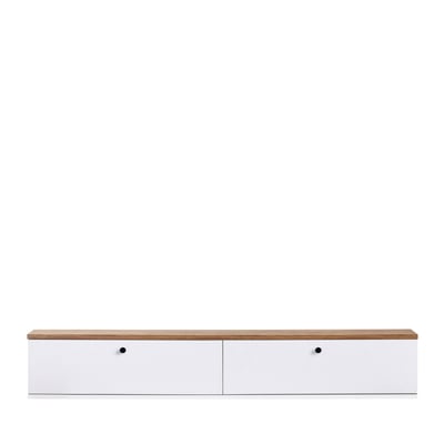 Meuble tv suspendu 2 portes plateau bois foncé L160cm- YARA DRAWER