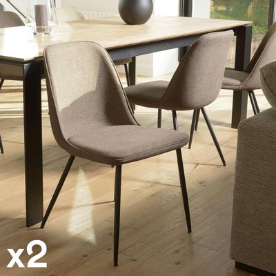 Chaise contemporaine tissu marron dossier droit (lot de 2) TIM PIER IMPORT