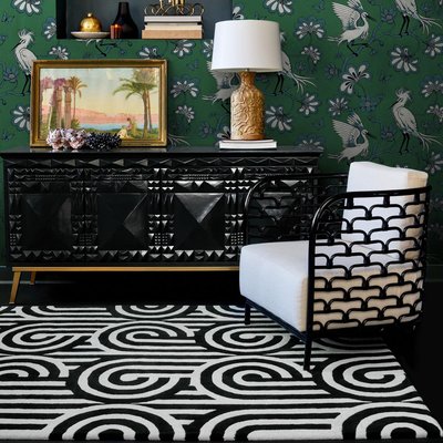 Tapis salon et chambre fait à la main en laine motif seventies UN AMOUR DE TAPIS