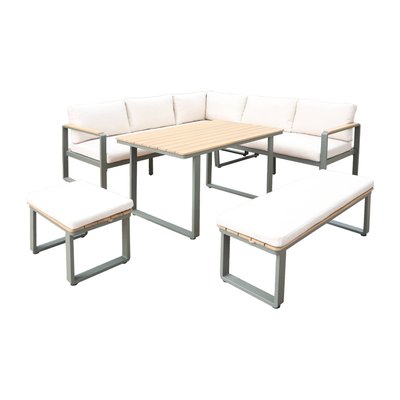 Salon de jardin bois d'acacia et aluminium 8 places PAMPAS SWEEEK