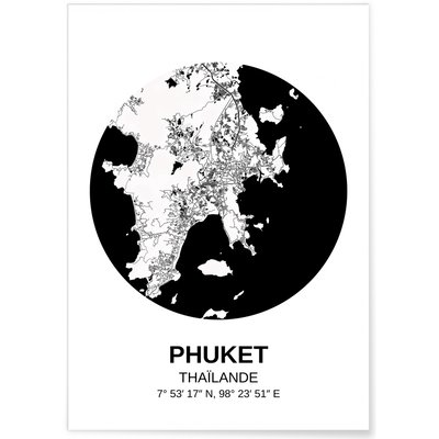 Affiche Carte Phuket L'AFFICHERIE