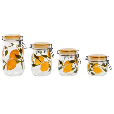 Set de 4 pots hermétiques en verre citrons 11.5x11.5x27cm WADIGA