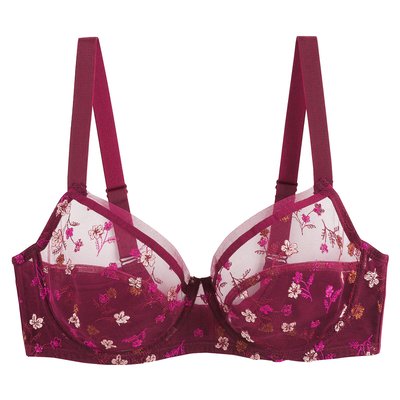 Ivona Minimiser Bra in Embroidered Tulle LA REDOUTE COLLECTIONS