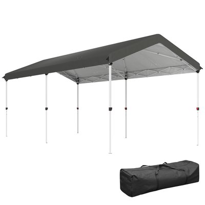 Tonnelle barnum pliable pop up 3 x 6 m - hauteur réglable - sac transport gris foncé OUTSUNNY