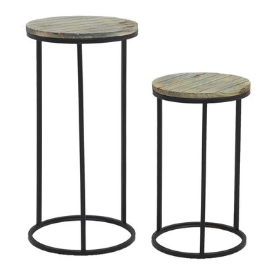 Sellettes en métal noir et pin (Lot de 2) AUBRY GASPARD