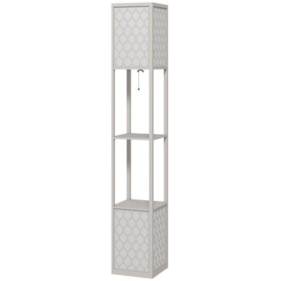 Lampadaire 2 étagères MDF abat-jour tissu motif nid d'abeille HOMCOM