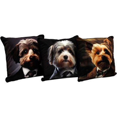 Coussin imprimé chiens Fluffy 45 x 45 cm (Lot de 3) JARDINDECO