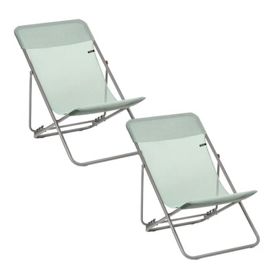 Lafuma Lot De 2 Transats Pliants Multi-Positions Maxi TRANSAT - Chaise Longue Confortable Fabriquée En France