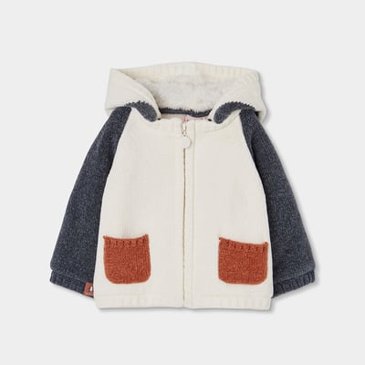 Veste bébé en maille à capuche combinée BOBOLI