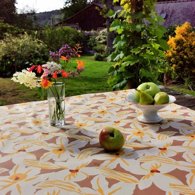 Nappe coton enduit ronde ou ovale Iris FLEUR DE SOLEIL