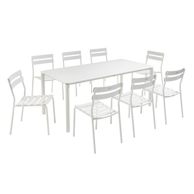 Salon de jardin table et 8 chaises en aluminium, ALMADA OVIALA