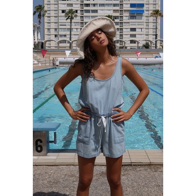 Combi-short en coton, effet denim LILI SIDONIO