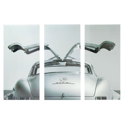 Lot de 3 tableaux en verre voiture, TRIPTYCHON KARE DESIGN