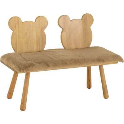 Banc enfant en bois, dossier ours RECOLLECTION