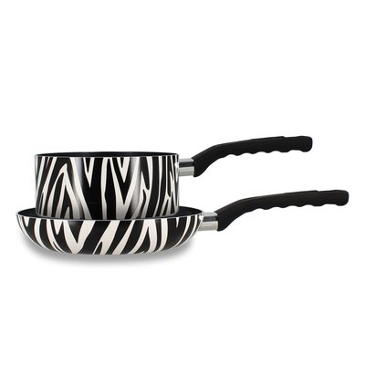 Set 1 poêle 24cm et 1 casserole 18cm en aluminium, ZEBRE MENASTYL