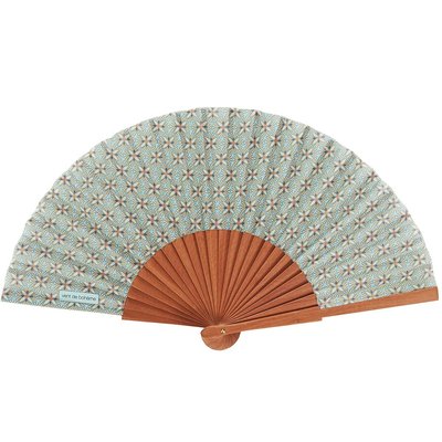 Eventail en bois de merisier et toile coton LOTUS VENT DE BOHÈME