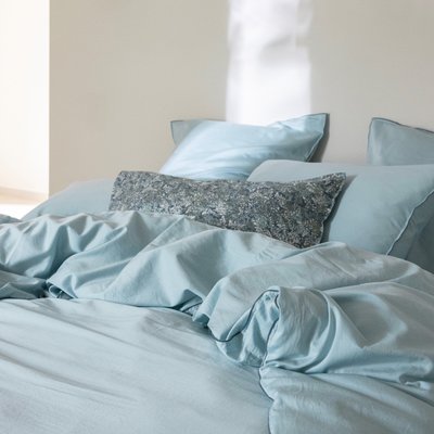 Housse de Couette en satin de coton lavé, RÊVE SATINÉ BLANC CERISE