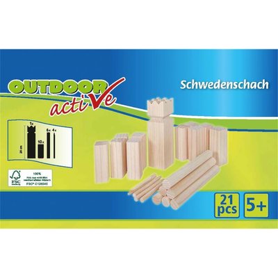 Jeu de construction en bois suédois Kubb 21-pièces VEDES