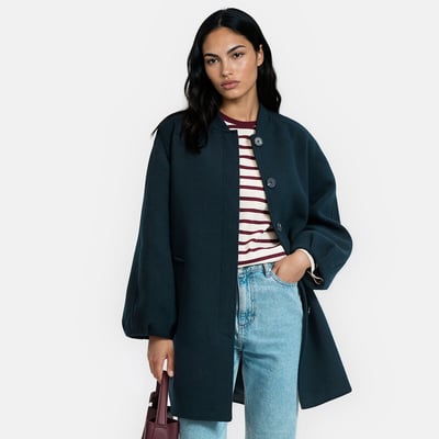 Manteau col teddy, à manches ballon LA REDOUTE COLLECTIONS