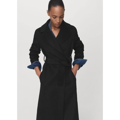 Manteau laine fait main ceinture MANGO