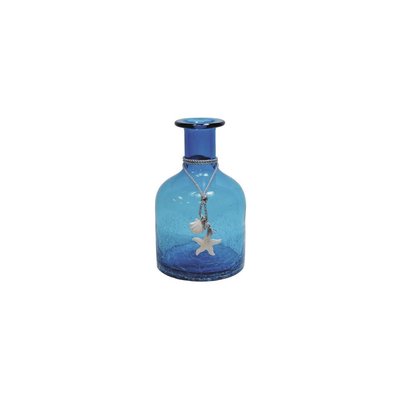 Vase petite bouteille en verre teinté bleu AUBRY GASPARD