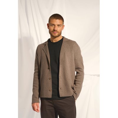 ALVAR veste col tailleur taupe chiné en cachemire JUST CASHMERE