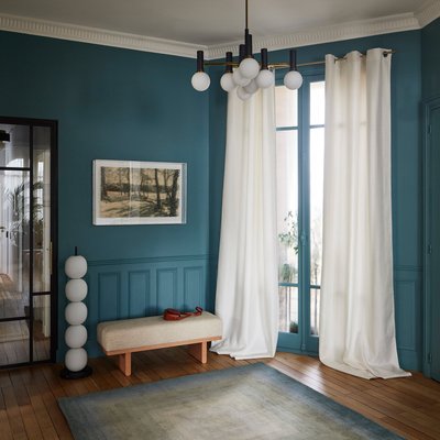 Rideau Coconut Tamisant en Tissage toile à l'effet satiné Blanc 140x350 cm MADURA