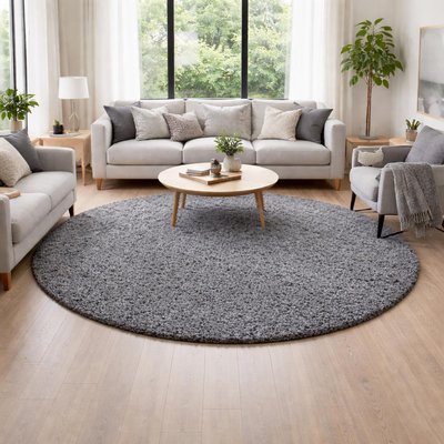 Tapis rond poils longs shaggy tissé motif uni UNI L UN AMOUR DE TAPIS
