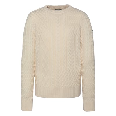 Pull col rond noir, maille torsadée SCHOTT
