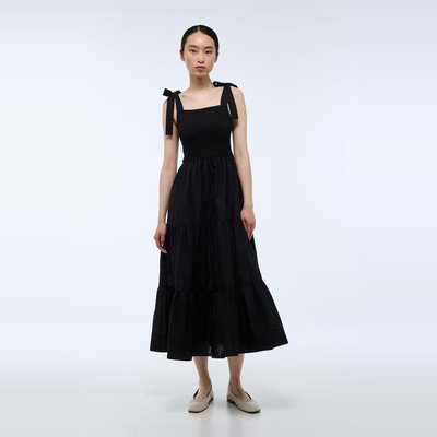 Robe longue smockée contenant du lin MONOPRIX