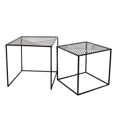 2 Tables d'appoint design industriel en métal Riga THE HOME DECO FACTORY