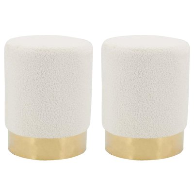 Pouf rond en bouclette et métal doré (Lot de 2) AUBRY GASPARD