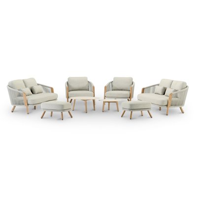 Salon de jardin 8 places, bois, CAPRI DEFORA HOME