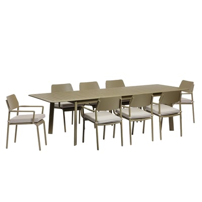 Salon de jardin aluminium kaki 6/10 pers.  SARO BERAH GETAH