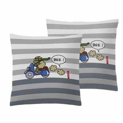 2 Taies d'oreiller 100% coton SCOOTER KUKUXUMUSU