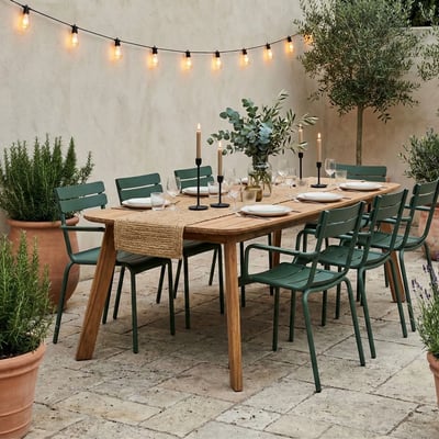Table indoor/outdoor rectangulaire en teck L240 10 places - CALVI HELLIN, DEPUIS 1862