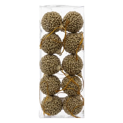 Lot de 10 petites boules de Noël billes or D. 4 cm FEERIC LIGHTS & CHRISTMAS