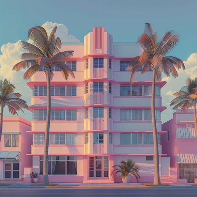 Tableau Mural Bâtiment Art Déco Tropical ARCHITECTURE CEANOTHE