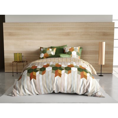 Parure housse de couette imprimée + taie(s) en coton, Zébu ATELIER DU COTON