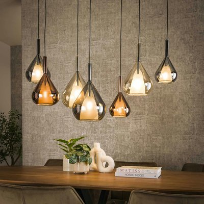 Suspension en verres assortis forme goutte 7 abat-jour NIAGARA PIER IMPORT